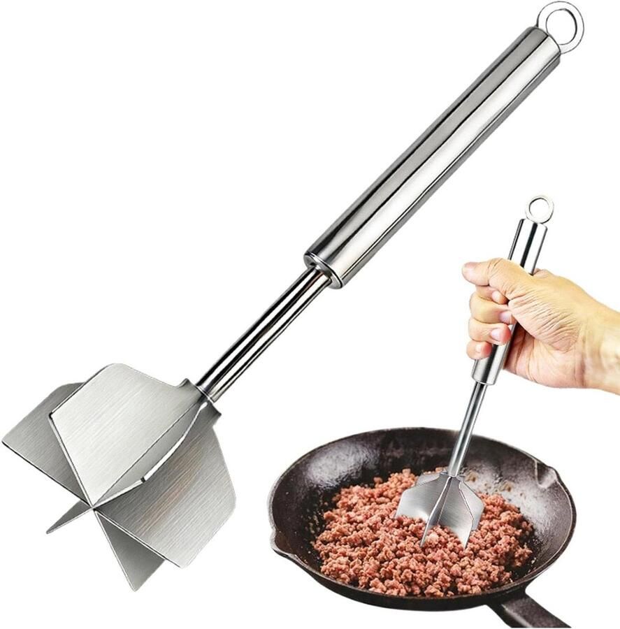 Gehaktmolen Hamburgerpers Vleespers Vleesmolen Maaltijd Bereiden Roestvrijstalen Constructie 26 x 7 x 7 cm Zilver