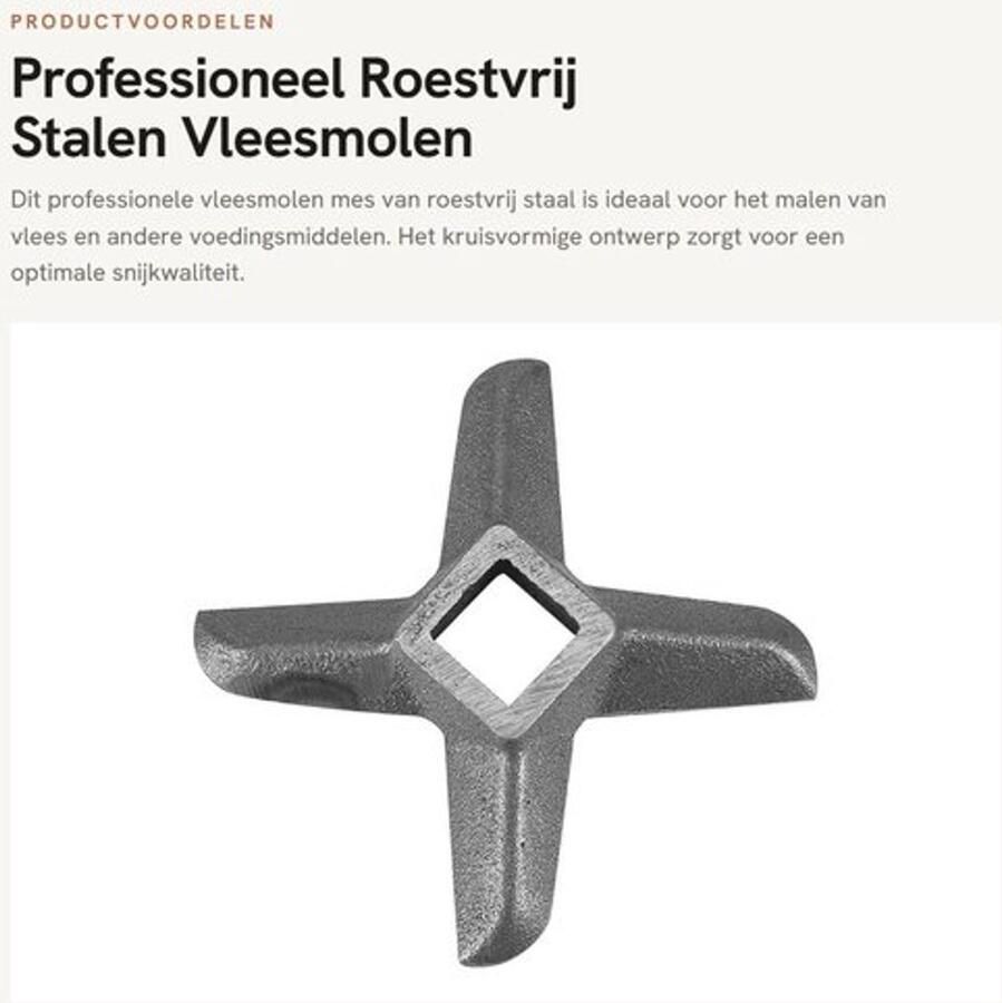 Gehaktmolen Mes Professioneel Vleesmolen Mes Kruisvormig Ontwerp Roestvrij Staal Reserveonderdeel Geschikt voor Slijpmachines - Foto 2