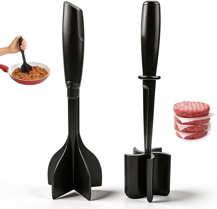 Gehaktmolen Set Keuken Stamper Hamburger Maken Twee Modellen 2 Stuks Zwart