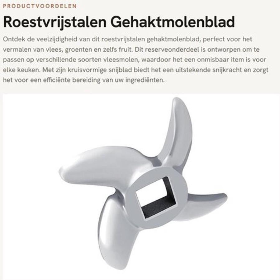 Gehaktmolenblad Roestvrij Staal Kruisvormig Snijblad Vervangend Onderdeel Geschikt voor Vlees en Groenten Duurzaam en Stevig Eenvoudige Montage Vleesmolenmes