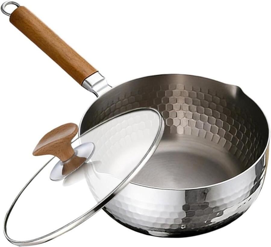 Gehamerde braadpan Antiaanbakpan deksel Gezond koken Gelijkmatige warmteverdeling 16 cm Zilver