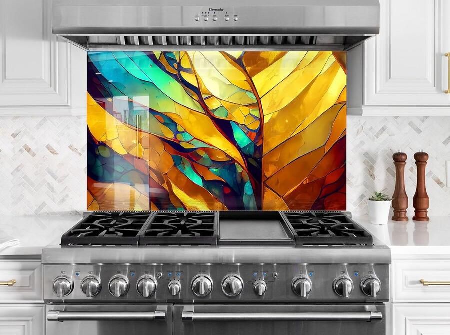 Gehard Glas Spatwand Achter Fornuis Hittebestendig Keuken Paneel Decoratie