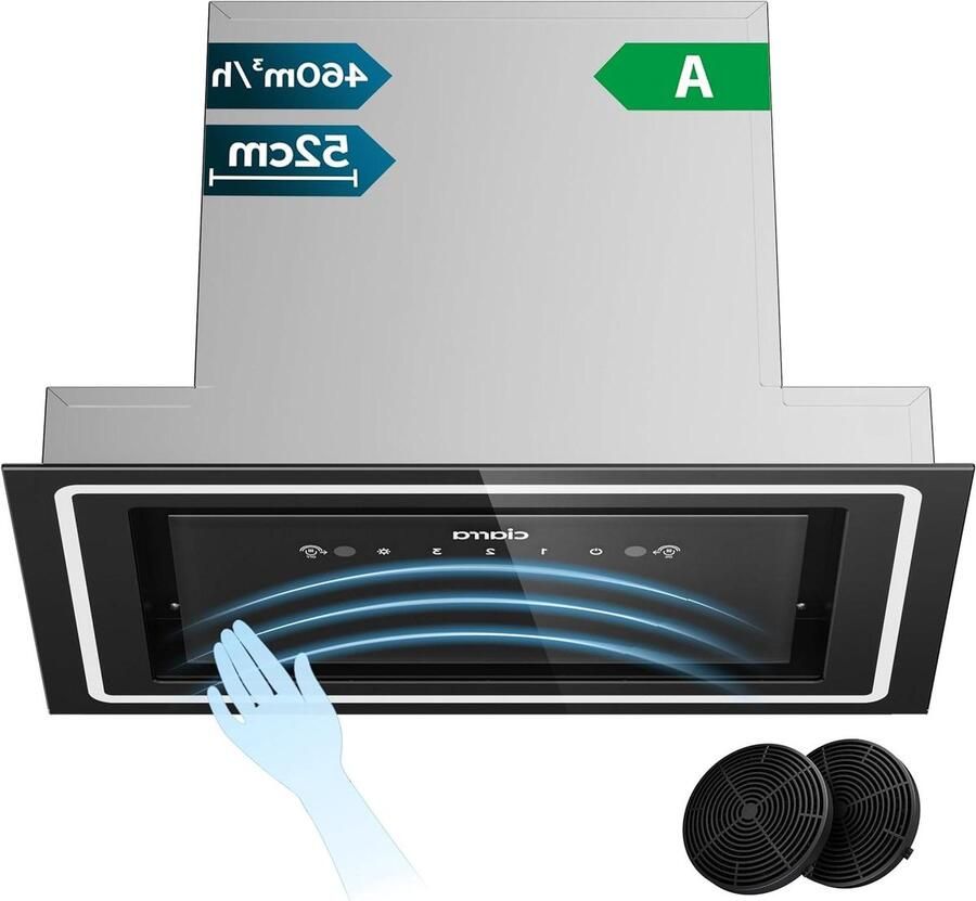 Geïntegreerde Afzuigkap Onderbouw Dampkap Keuken Lucht Verfrissen Golf- en Touchbediening 52 cm Breed Zilverkleurig