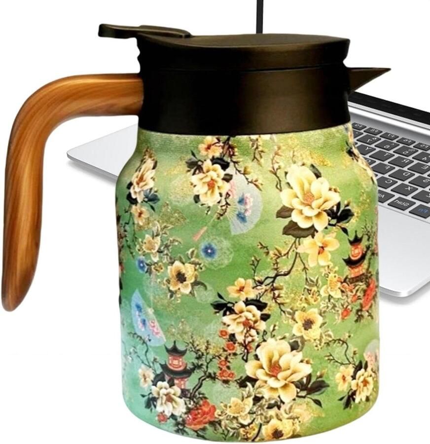 Geïsoleerd koffiezetapparaat Thermoskan drankdispenser Warme dranken serveren Geïntegreerd theezeefje 1000 ml inhoud Groen