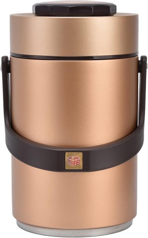 Geïsoleerde Bento Box Lunchcontainer Thermos Maaltijden Warm Houden 3 Lagen Roestvrij Staal 2.3 Liter Goud
