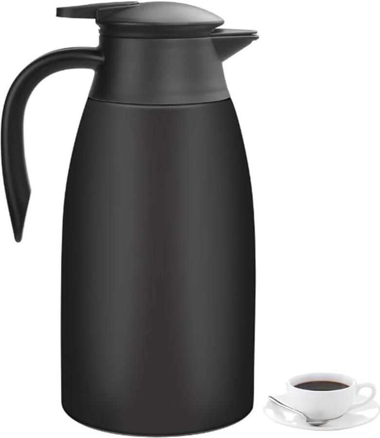 Geïsoleerde koffiefles Roestvrijstalen waterfles Dubbelwandige vacuümfles Warmwaterdispenser Geschikt voor water en thee Zwart 1 5 liter