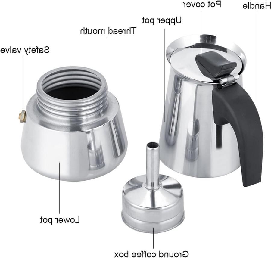 Geïsoleerde Koffiekan van RVS Stovetop Koffiezetter met Drukknop voor Water Melk en Dranken 100ml Capaciteit voor Thuisgebruik