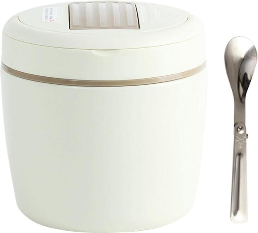 Geïsoleerde Lunchbox Thermos Voedselcontainer Maaltijden Warm Houden Vacuüm RVS 12L Beige