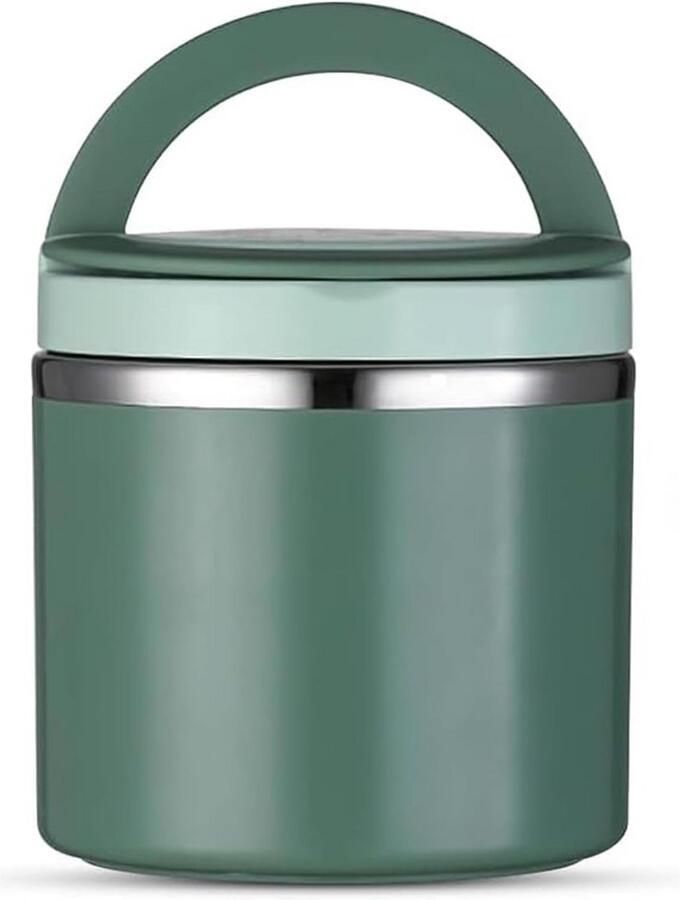 Geïsoleerde Voedselcontainer Thermo Lunchbox Warm Eten Meenemen Lekvrij en Duurzaam 1 Liter Inhoud Groen