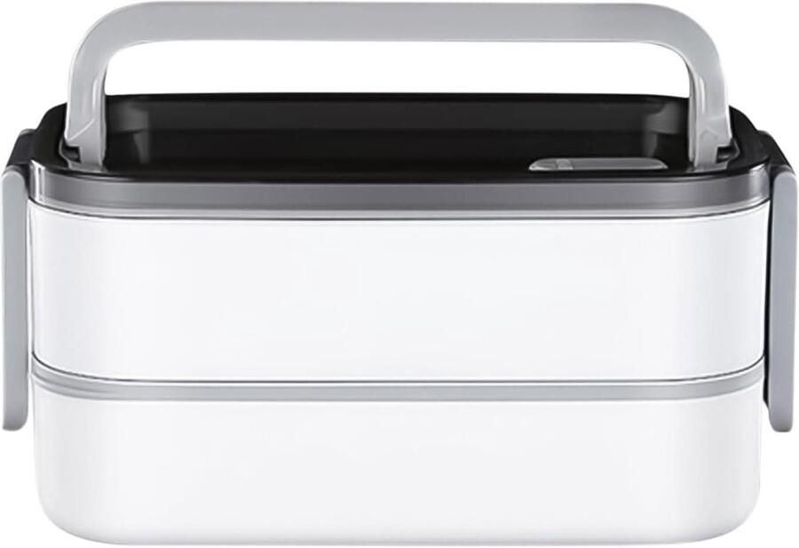 Thermische Broodtrommel RVS Lunchbox Maaltijden Meenemen Dubbellaags Compartiment 19.7 x 10.4 cm Grijs
