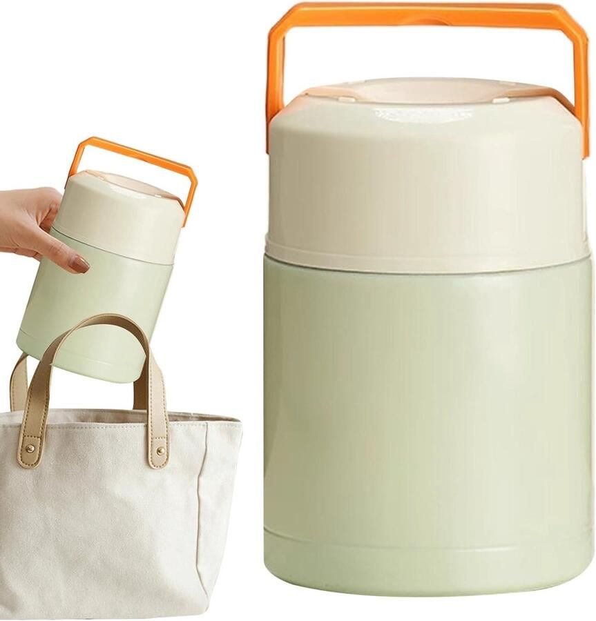 Geïsoleerde Voedselcontainer Thermosfles Maaltijden Warme Lunch Behoud Dubbelwandig Vacuüm 800 ml Groen
