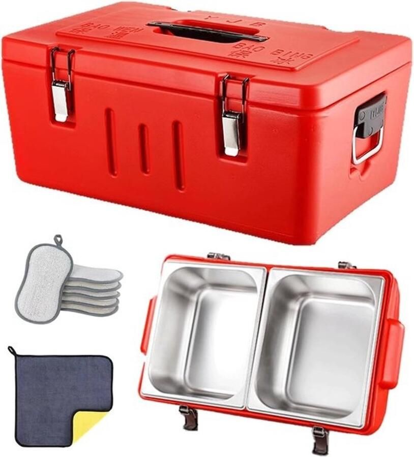 Geïsoleerde voedselwarmer Horeca-warmhoudbox Maaltijden op temperatuur houden Lang temperatuurbehoud 56x35x24cm Rood