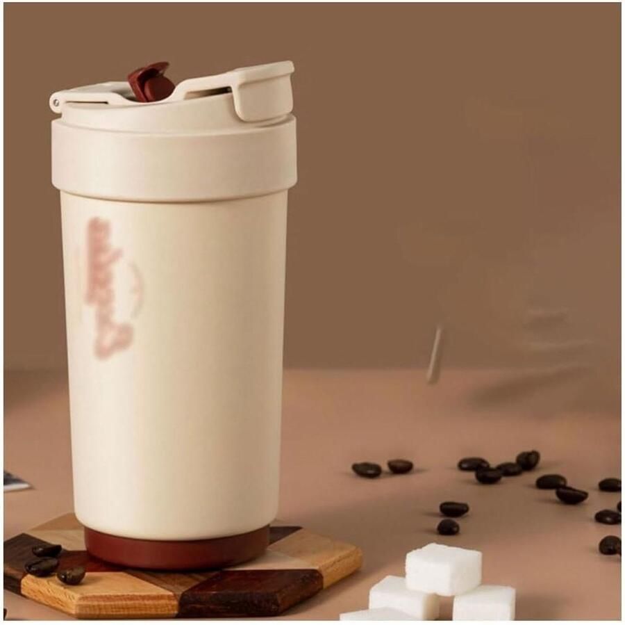 Geïsoleerde Waterkoker Kleine thermosbeker Outdoor koffie Ergonomisch handvat 450 ml Wit