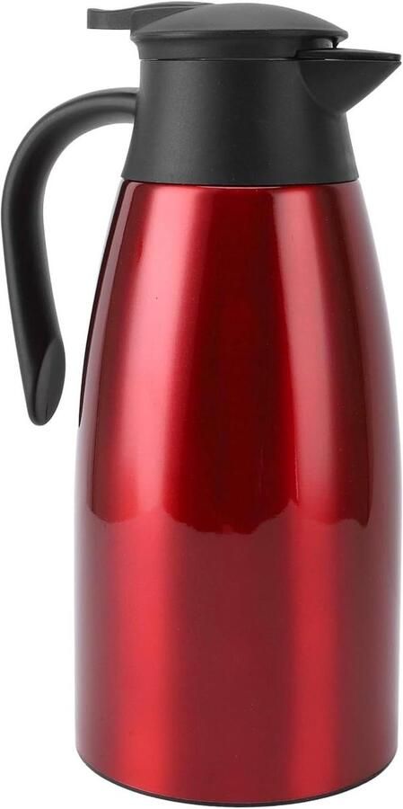 Geïsoleerde Waterkoker Thermoskan Dispenser Dranken Warm Houden Dubbelwandige Isolatie 2 Liter Capaciteit Wijnrood
