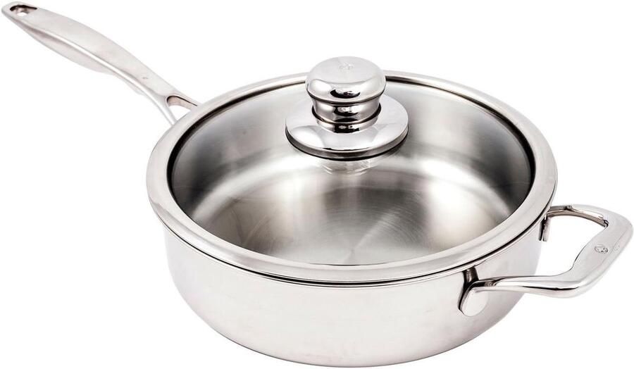 Geklede Saute Pan Hapjespan met deksel Koken en bakken Diamant versterkte coating 28 cm Zilver