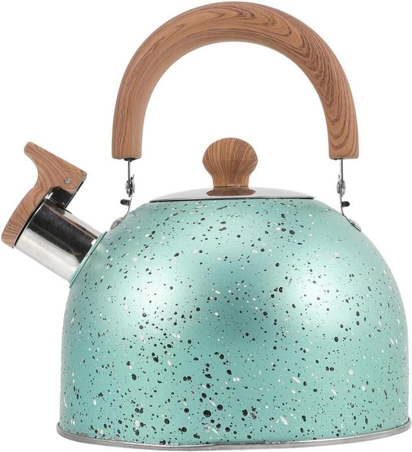 Gekleurde Waterketel Fluitketel Theepot Water Koken Comfortabele Houten Greep 3 Liter Capaciteit Groen