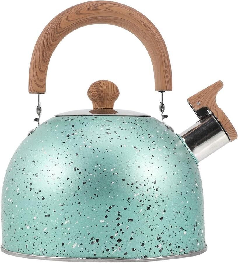 Gekleurde Waterketel Theepot Fluitketel Water Koken Anti-scald Houtgreep 2 Liter Groen