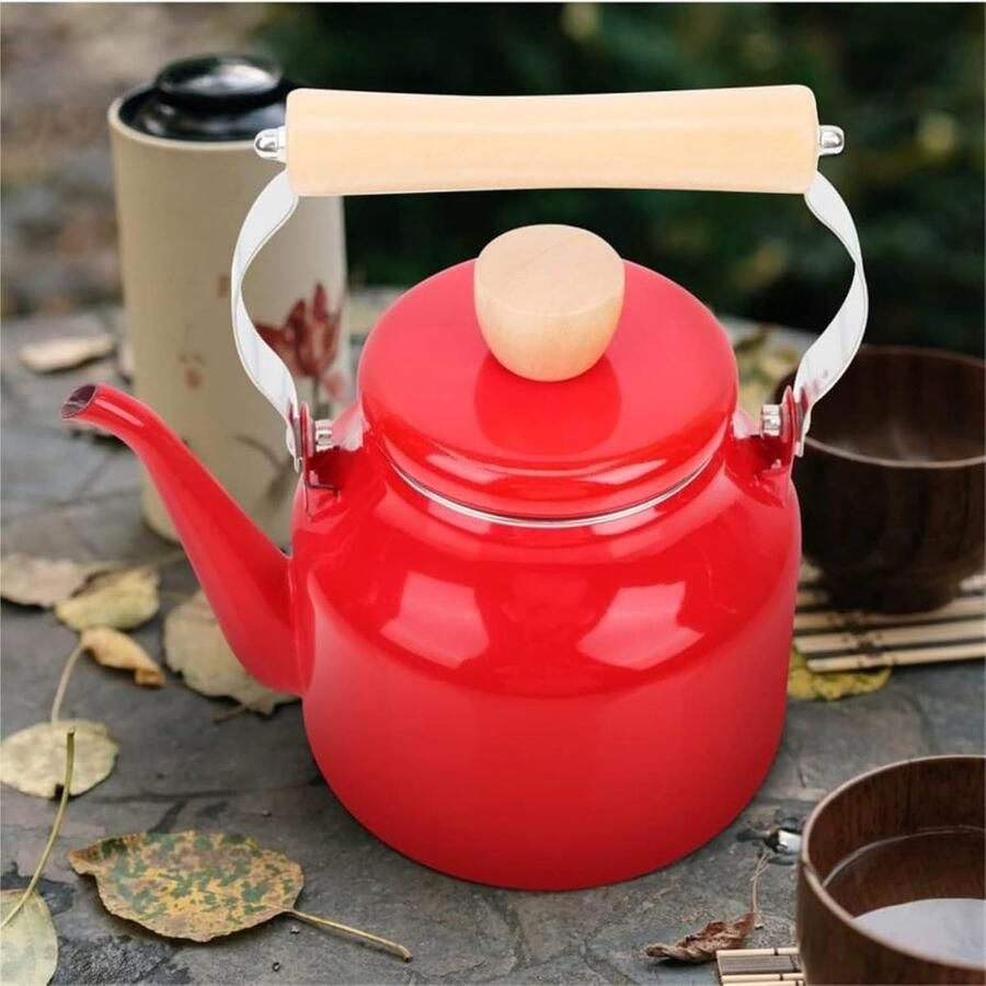 Theeketel Emaille Waterkoker Theepot Water Koken Automatisch Fluitsignaal 15 liter Rood