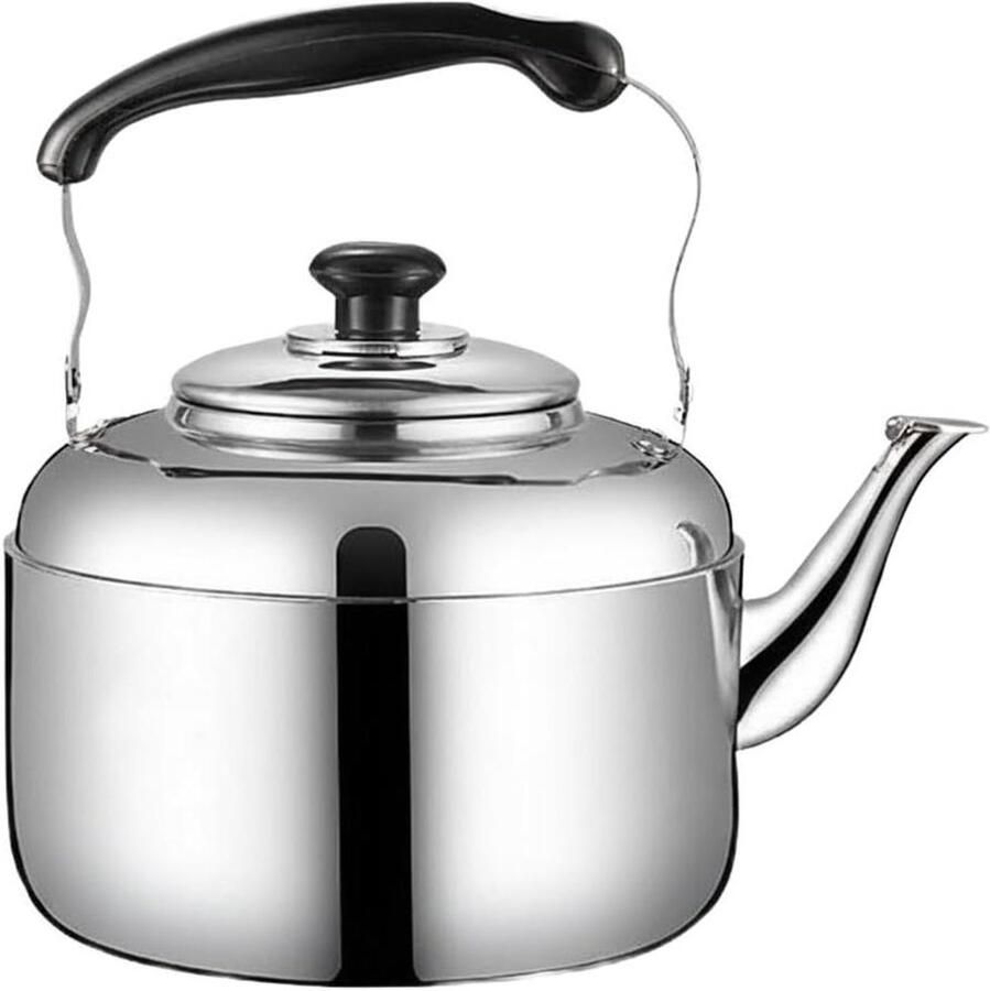 Geklokte Waterkoker Fluitketel Roestvrijstaal Water Koken Dikke Bodem 16cm Zilver