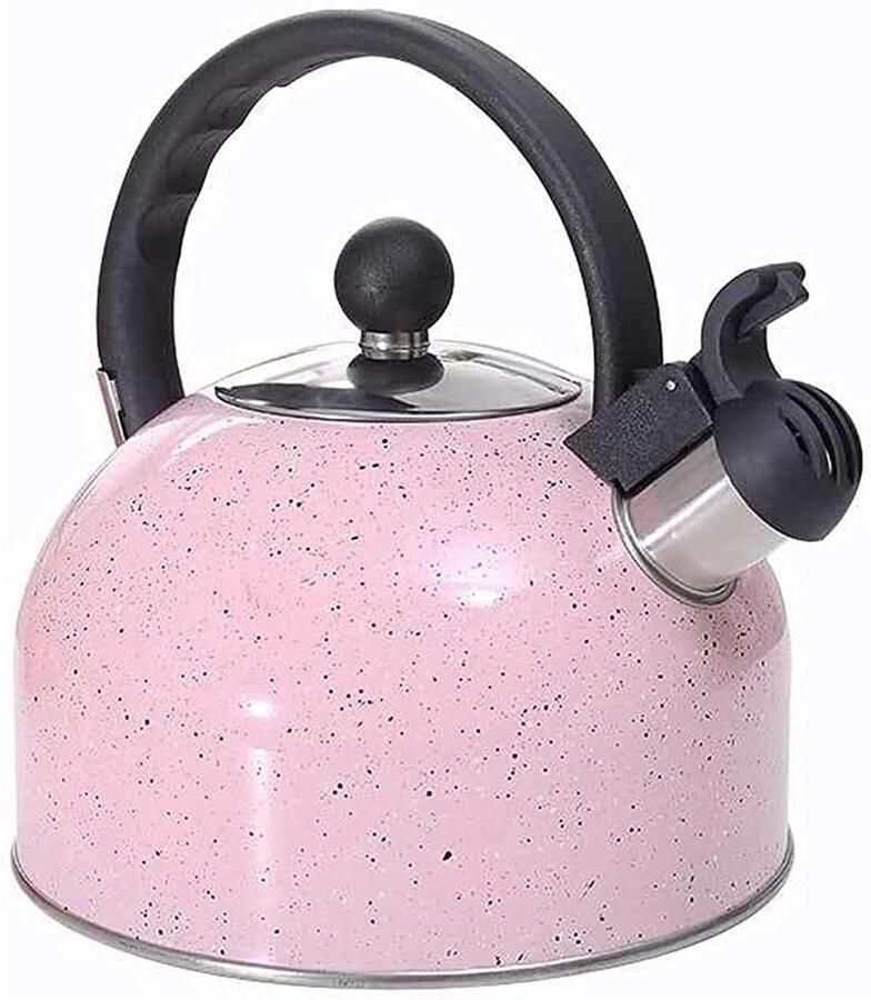 Geklokte Waterkoker RVS Ketel Water Koken Automatisch Fluitje 2.5 Liter Roze