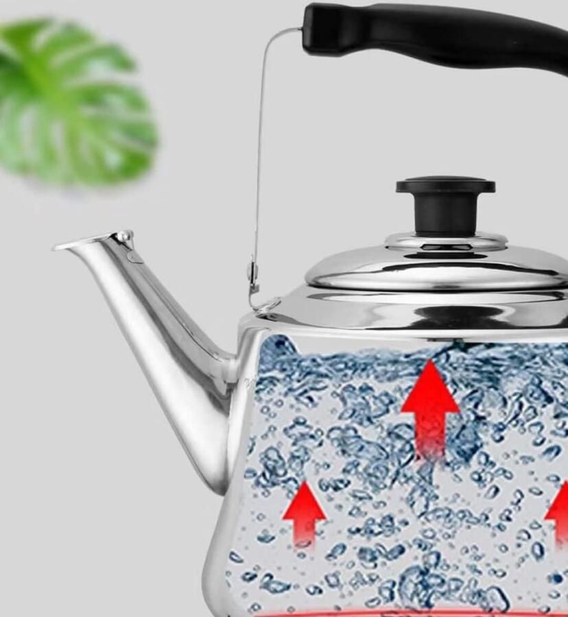 Geklokte Waterkoker Theeketel Fluitketel Water Koken Verdikt Composiet Bodem 4L Zilver