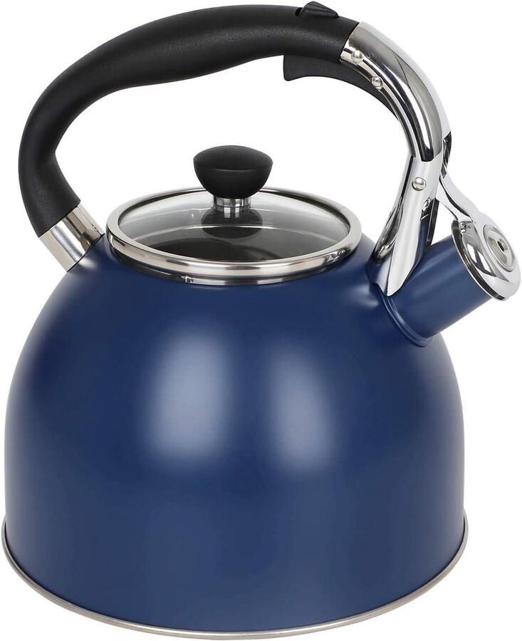 Geklokte waterkoker Theepot fluitketel Water koken Hittebestendig glas 2.5 liter Marineblauw