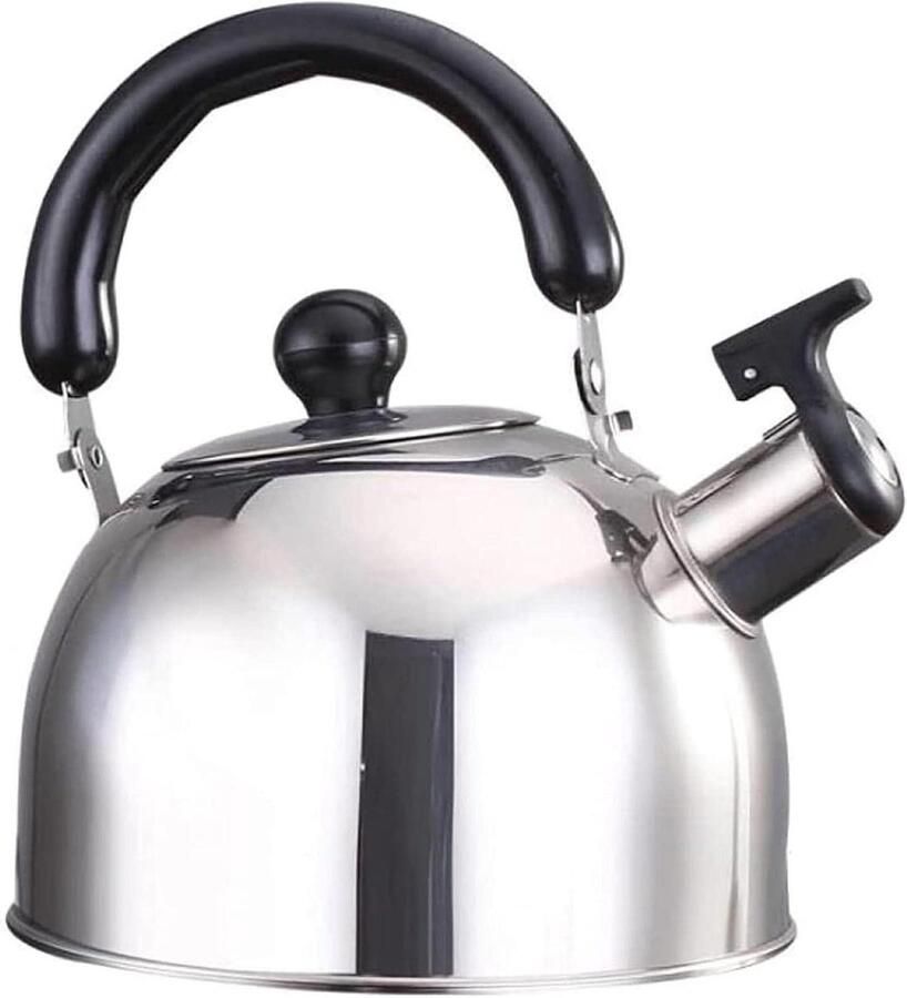 Geklokte Waterkoker Theepot Ketel Water Koken Automatisch Fluit Signaal 4L Zilver