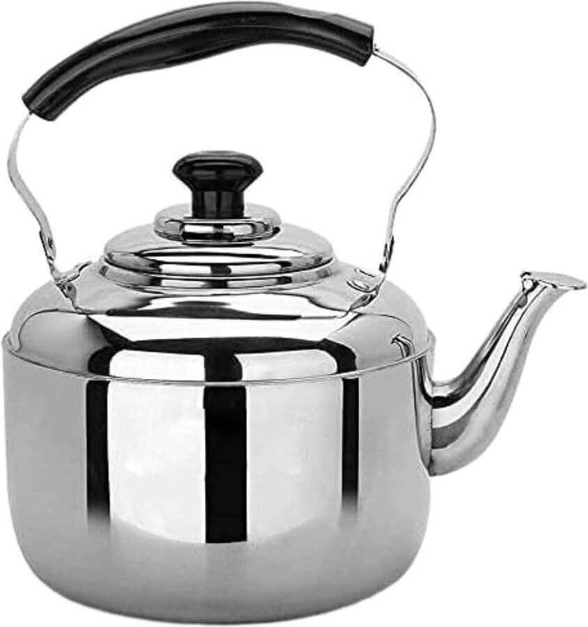 Geklokte Waterkoker Theepot Kookplaat Water Koken Automatisch Fluitend 4L Zilver