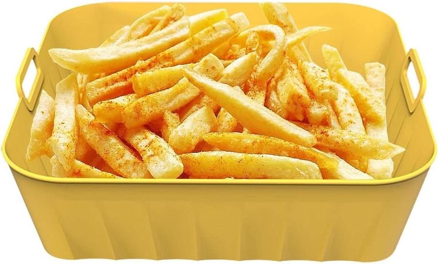 Generic Siliconen airfryer mand siliconen coating voor airfryer met handvat vervanging voor perkamentpapierinzetstukken siliconen schaal voor friteuse