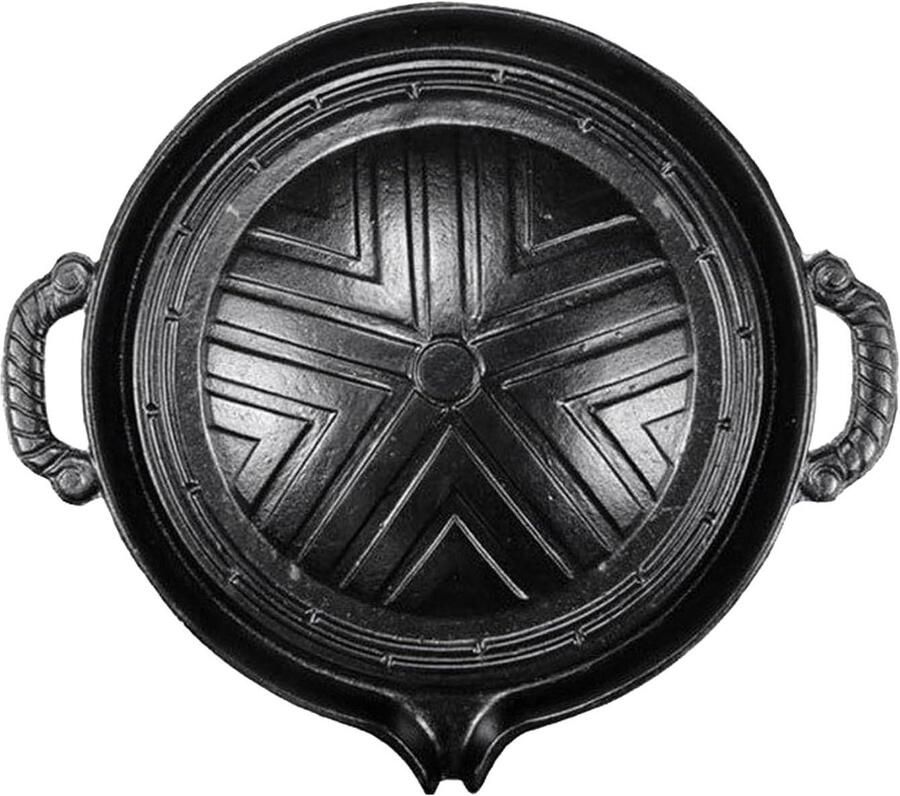 Generisch BBQ-grillpan van gietijzer perfect braden en gelijkmatig braden BBQ gietijzeren pannen grill antiaanbakverwarmingspan 28 cm (11 inch) anti-aanbakgrill voor braden en koken