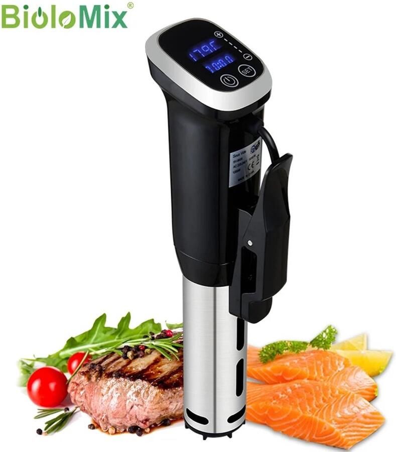 Genet7 Store BioloMix Sous Vide Stick SV-8008 1200W IPX7 Waterdicht Digitaal LED Display Nauwkeurige Temperatuurregeling Sous Vide Cooker Zwart
