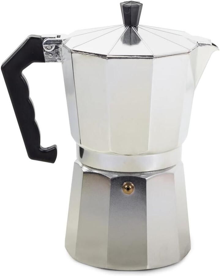 Genuss Espressokoker: 9 kopjes 450 ml. Koffiezetapparaat elektrisch gas keramisch. + e-book (zilver)