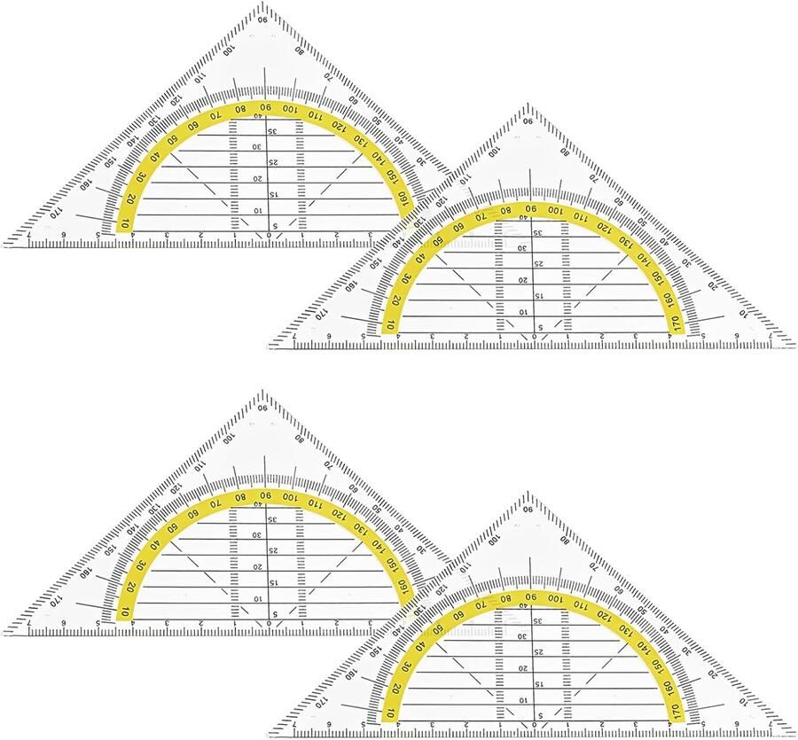 Geometrische hoek school gradenboog transparant 4 stuks