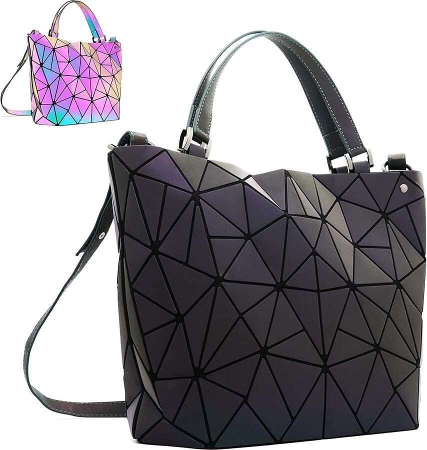 Geometrische portemonnee voor vrouwen Geometrische lichtgevende portemonnees en handtassen Geometrische tassen en holografische crossbody-tas Large