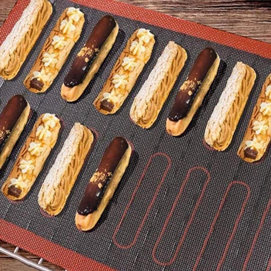 Geperforeerde Bakmat Antiaanbakmat Oven Gelijkmatig Bakken Hittebestendig Siliconen 30 x 40 cm Zwart