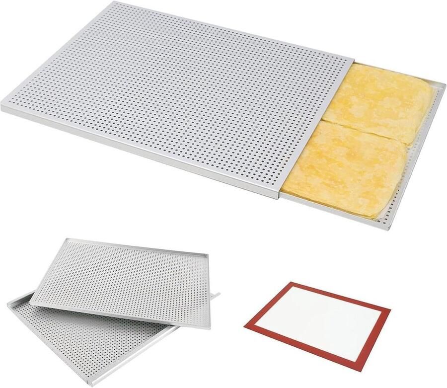Geperforeerde Bakplaat Knapperige Lade Ovenschaal Gelijkmatig Bakken Anti-aanbak Geperforeerd 40x30 cm Zilver