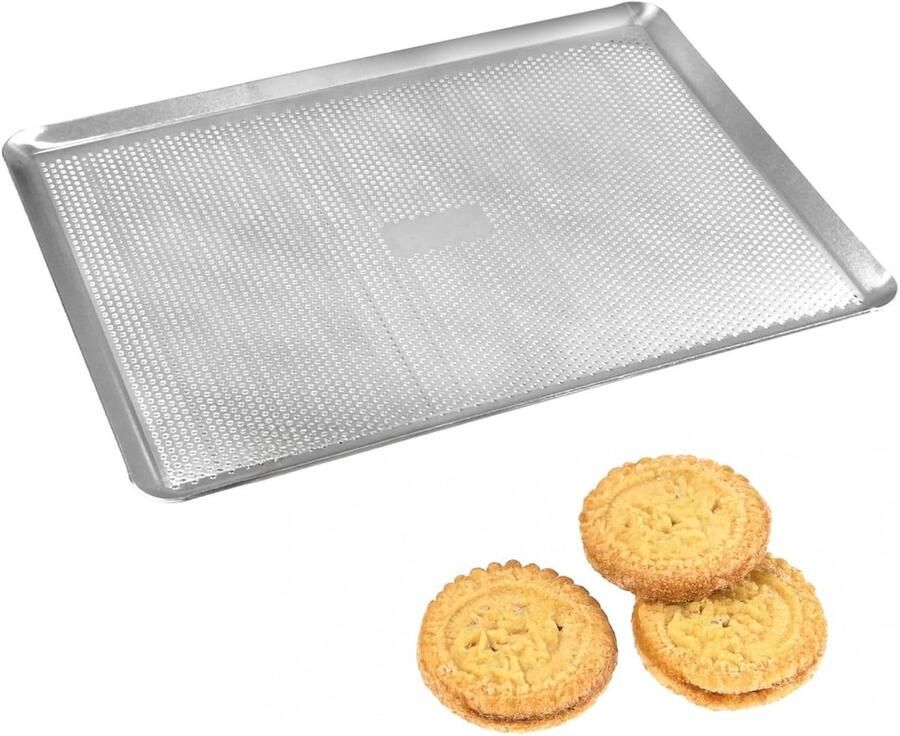 Geperforeerde Bakplaat Kookplaat Aluminium Gelijkmatig Bakken Microperforaties 40x30x1 cm Grijs