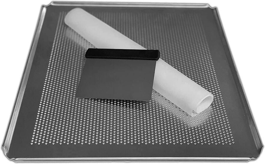 Geperforeerde Bakplaat Set met Siliconenmat en Deegschraper