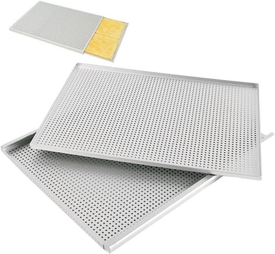 Geperforeerde bakplaat Tweelaags bakvorm Perfect bakken Optimale warmteverdeling 30 x 35 cm Grijs
