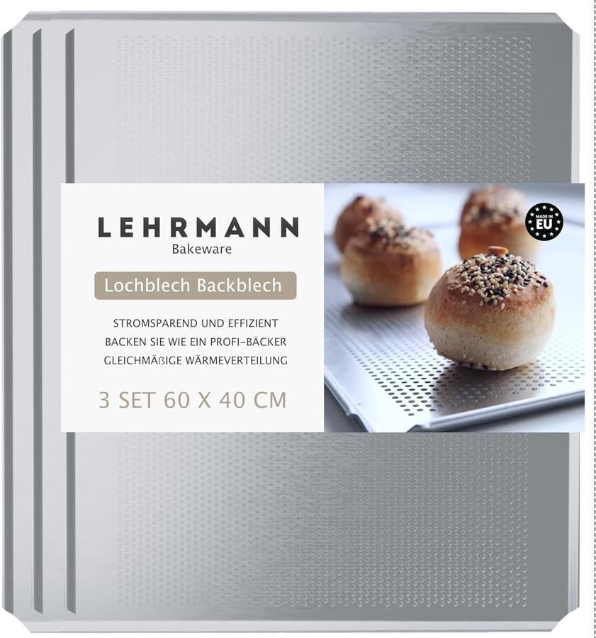 Geperforeerde Bakplaten Bakplaat Set Bakkerij Kwaliteit Optimale Warmtecirculatie 60 x 40 cm Zilver