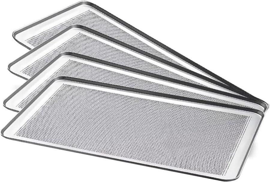 Geperforeerde Bakplaten Bakplaat Set Professioneel Bakken Optimale Luchtcirculatie 60 x 40 cm Aluminium
