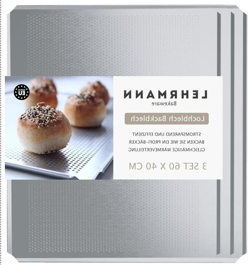 Geperforeerde Bakplaten Bakplaat Set Brood Bakken Optimale Luchtcirculatie 3 Stuks 60x40 Zilver