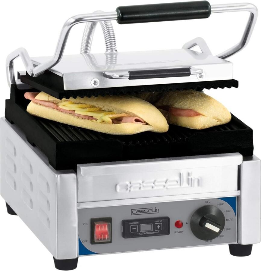 Geperforeerde Grill Panini Pers (Klein Formaat) met Timer Voor Professioneel Gebruik