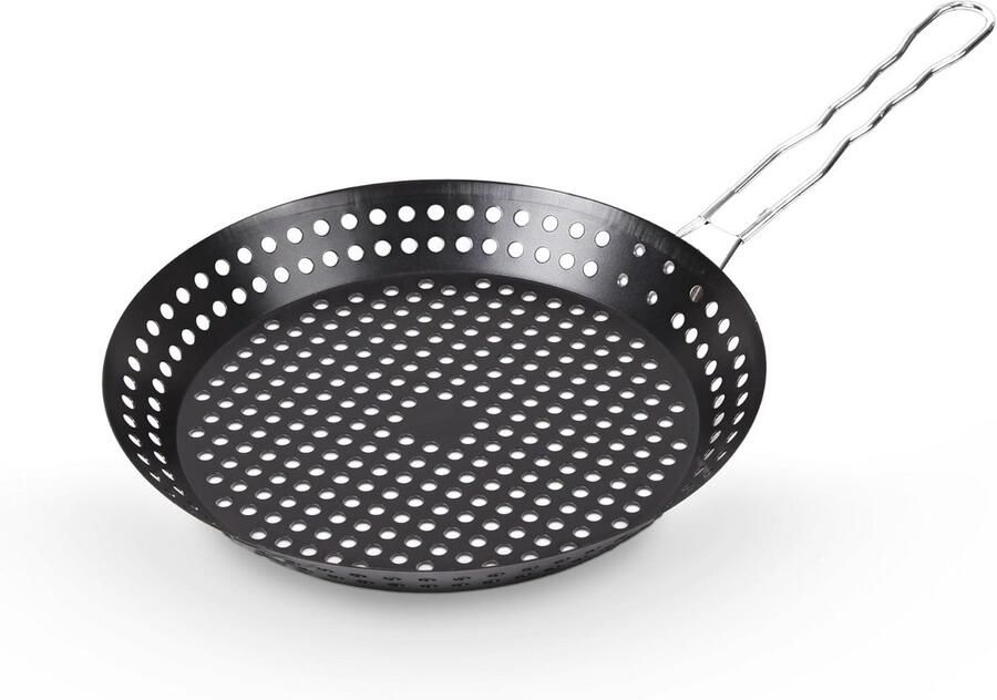 Geperforeerde Grillpan 30 cm met Inklapbare Anti-Aanbakhandgreep voor Vis en Groenten