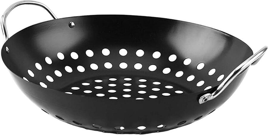 Geperforeerde Grillpan Ronde Bakplaat Buiten Koken Antiaanbaklaag 31 cm Zwart