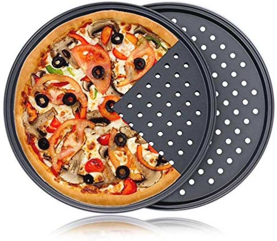 Geperforeerde Pizza Pan Set 30 cm 2 Stuks Voor Perfecte Knapperige Pizzabodems