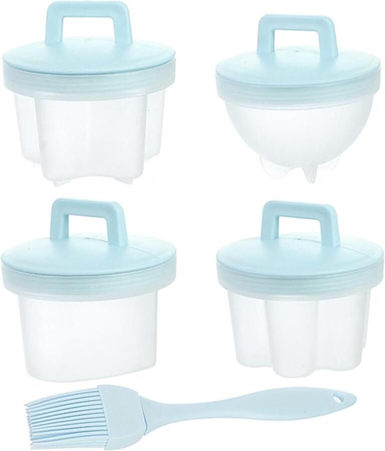 Gepocheerde Eierdopjes Eivorm Houder Ontbijt Maken Hoge Temperatuur Bestendig 7x7x7 cm Blauw