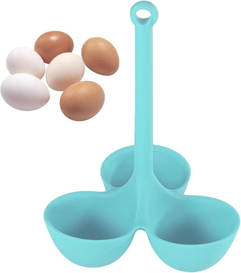 Gepocheerde Eierhouder Kooktoestel Keukengerei Eieren Pocheren Hittebestendig Siliconen 3 Roosters Meerblauw