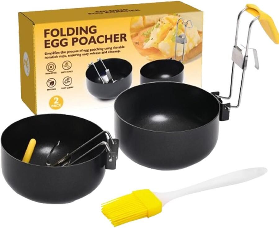 Gepocheerde Eierkoker Ei Stroper Pan Ontbijt Maken Antiaanbaklaag 15 x 8 cm Zwart