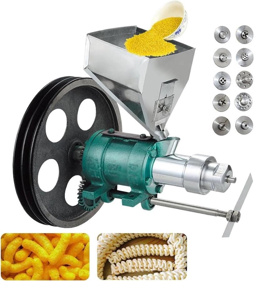 Gepofte Snack Machine Voedsel Extruder Zelf Snacks Maken Olievrij Poppen 20-25kg Per Uur Groen Zwart